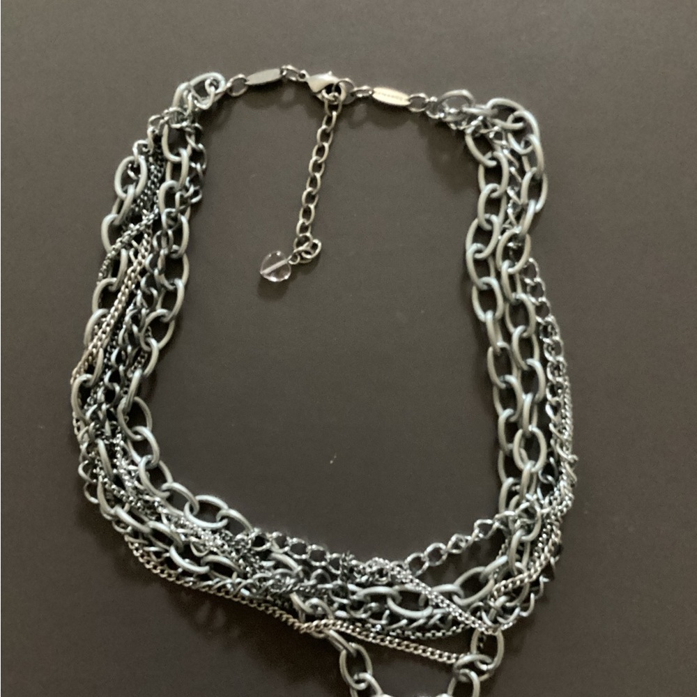 Sabika multi strand silver-toned metal necklace